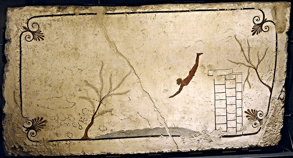 'Tomb of the diver' from Paestum - Greek painting early 5th century BC